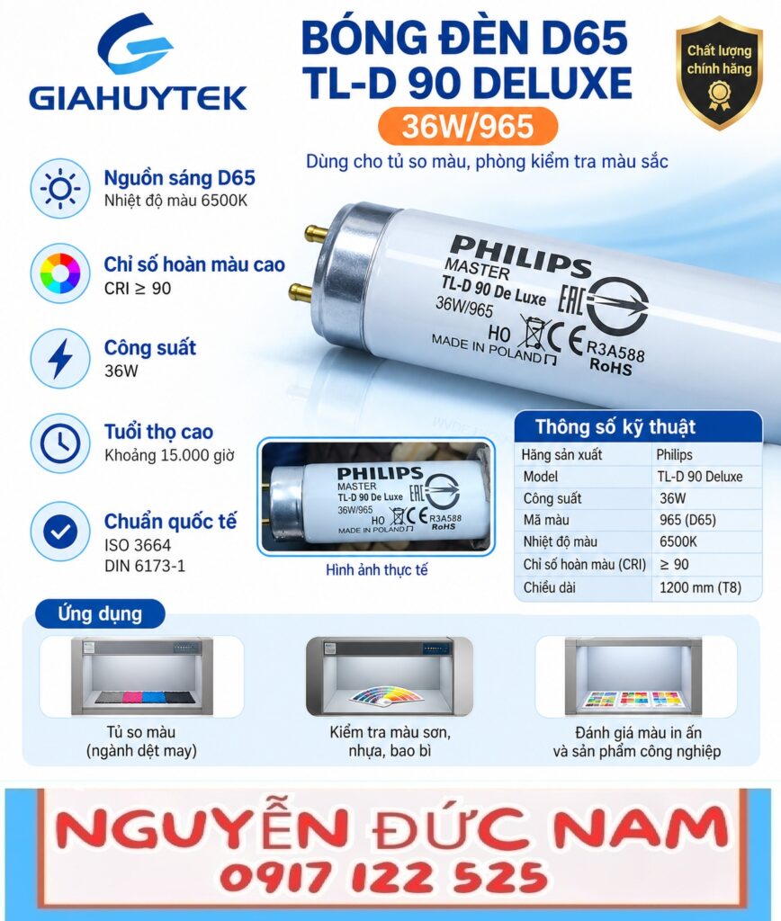 Bóng đèn D65 Philips TL-D 90 De Luxe 36W/965 – Nguyễn Đức Nam 0917 122 525